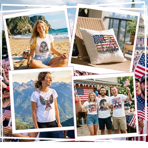 30Pcs 4th of July Dtf Transfers Ready to Press Floral Independence Day Iron on Transfers for Tshirts 250th Anniversary Transfer Vinyl Stickers for Clothing Pillows Bag DIY Crafts - color: Fourth of July