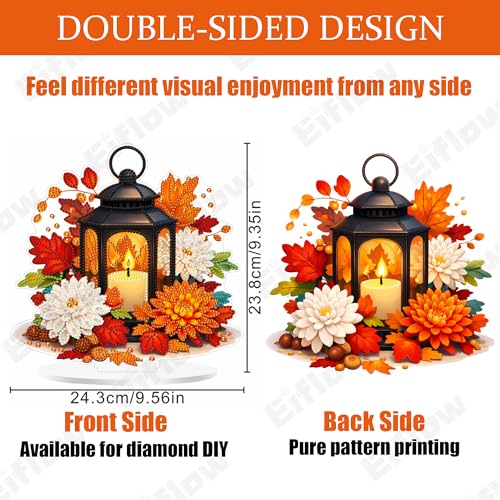 Eiflow Fall Diamond Art Tabletop Kit for Adults, DIY Table Top Diamond Art Painting with Stand, Acrylic Stand Up Gem Painting Desktop Board Kit (Autumn Candle) - color: Fall Candle
