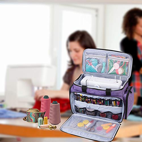 LUXJA Sewing Machine Case with Removable Padding Pad, Purple - color: Purple, style: Sewing Machine Bag