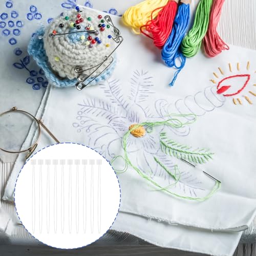 JIYIN 10 Pcs Long Needle Threader, White Punch Needle Threader Needles Threaders for Embroidery Floss Embroidery Stitching Craft Tool for Punch Needles Embroidery Floss Cross Stitch DIY Sewing