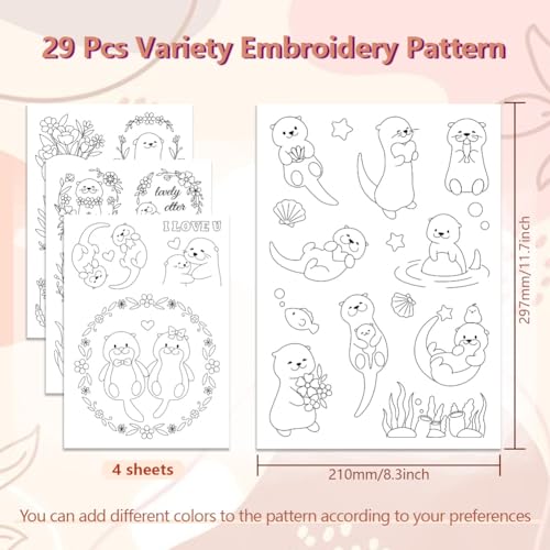 Peacoblue River Animals Stick and Stitch Embroidery Patterns, Water Soluble - color: River Animals