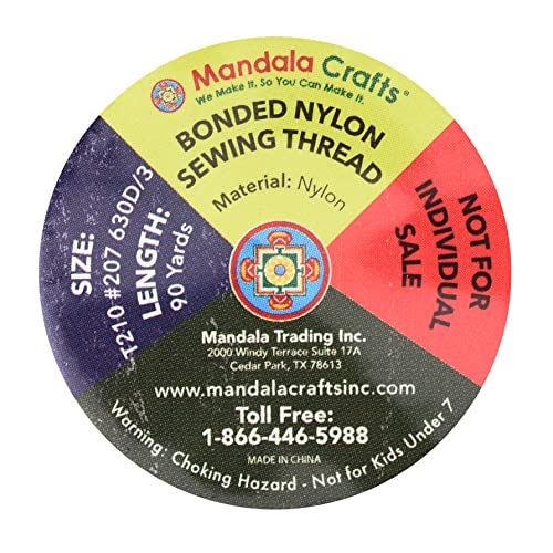 Mandala Crafts Size 207 630D T210 12 Neutral Bonded Nylon Thread, 1080 YDs - color: 12 Neutral Colors, size: T210 #207 630D/3 1080 Yards