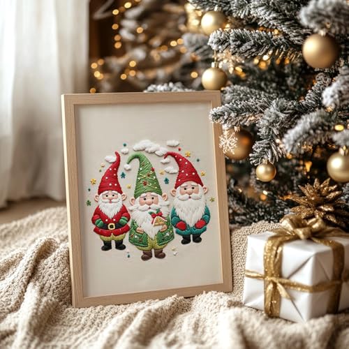 COCOMOX Christmas Embroidery Kit for Beginners, Hand Craft Gift for Adults - color: Christmas pattern
