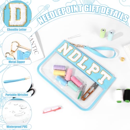 BuyCard Needlepoint Project Bag, NDLPT Clear Zipper Pouch Sewing Gifts Bag - color: Light Blue