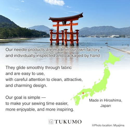TUKUMO Sashiko Needles with pins Sewing Needles 4 Sizes of Needles Sharp with 1 Threaders Made in Japan