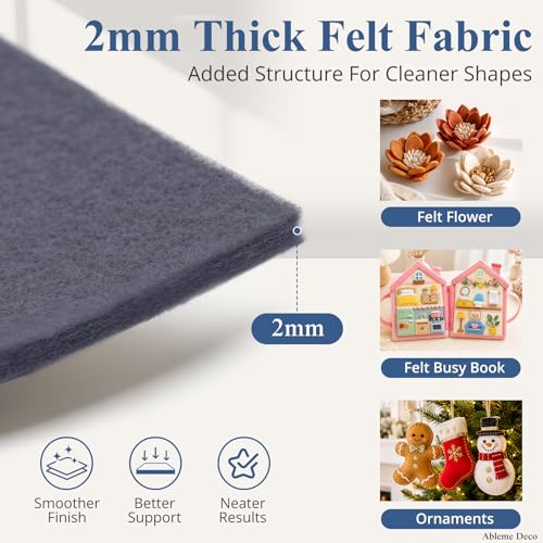 12" x 12" Felt Sheets for Crafts, 2mm Stiff Felt Fabric (12 Pcs), Dark Gray - color: Dark Gray