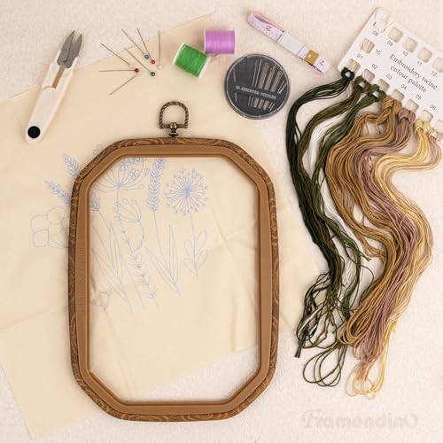 Framendino, 3 Pack Imitated Wood Embroidery Hoop Frame Cross Stitch Hoops Rectangle for Display Sewing Craft Hanging - size: 10" x 7"