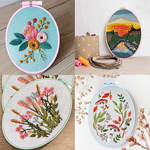 ZOCONE 4 Pcs 4 Size Oval Embroidery Hoops, ABS Plastic Embroidery Hoops Cross Stitch Hoops Embroidery Frames for Sewing, Needlework, Embroidery Projects (Size-9.6", 7.5", 5.7",3.9") - style: 4 PCS,4 SIZE
