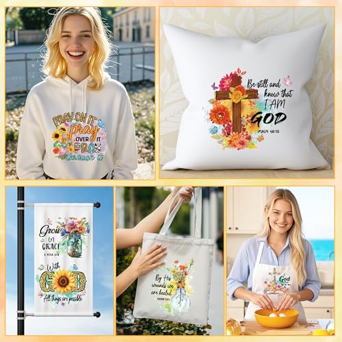 12 Sheets Christian Bible Verses Iron on Transfers for T-Shirts - style: Bible Verses