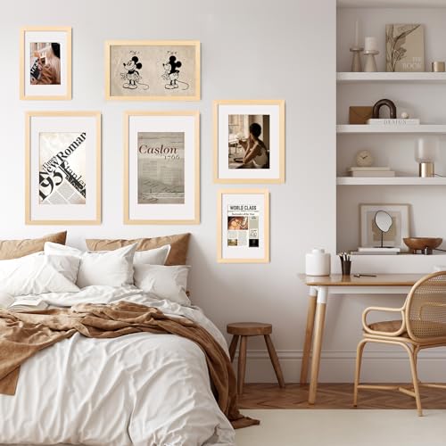 KINLINK 8.5x11 Picture Frame, Natural Solid Wood Diploma Frame with Acrylic Plexiglass for Pictures, Certificate Degree Document Frame, Tabletop and Wall Mounting Display Photo Frame 1 Pack - color: Natural, size: 8.5x11