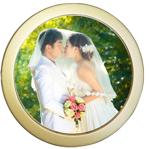 Round Photo Frame Wooden Wall Hanging Picture Frames for Home Office Wall Decor (Gold, 6 inch) - color: Gold, size: 6 inch