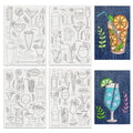 BENECREAT 4Sheets 81Pcs Cocktails Water Soluble Embroidery,11.7x8.3inch Wine Bottles and Lemon Stick and Stitch Embroidery Paper Stabilizer Hand Sewing for Shirts, Coats, Bags - color: Cocktails