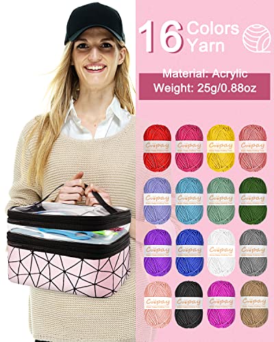 Coopay Crochet Kit for Beginner, Crochet Starter Kit with Portable Case - color: Double-Layer, Pink