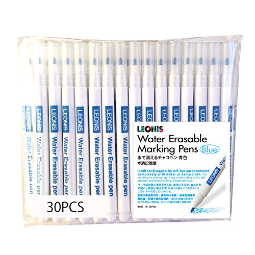 LEONIS Water Erasable Fabric Marking Pen Blue 10 Count Pack*3 [ 78007_3pks ] - size: 10 Count (Pack of 3)
