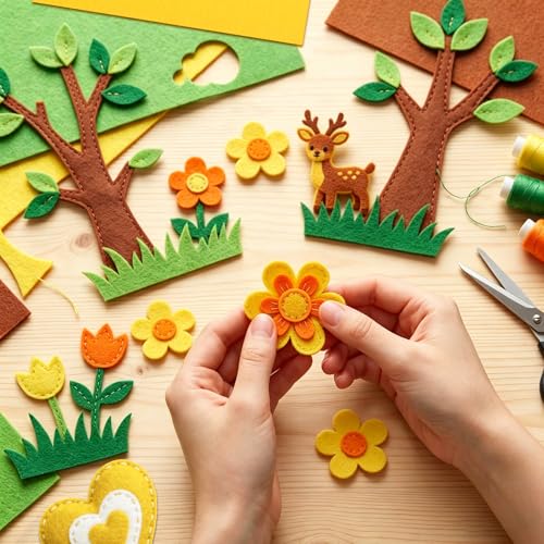 NEBURORA 12 Pcs 2mm Thick Stiff Felt Sheets for Crafts Sewing(Yellow) - color: Yellow