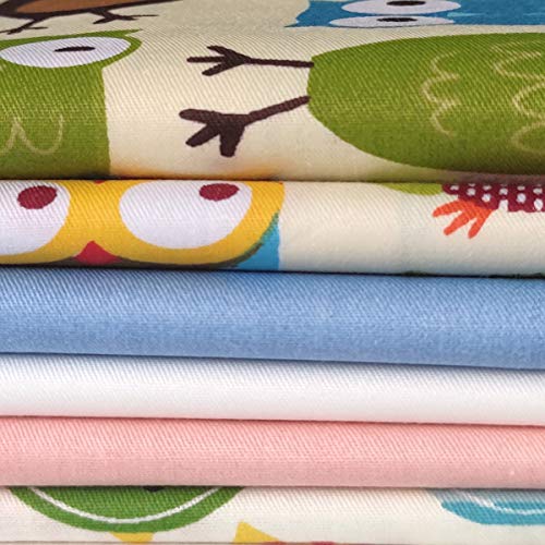 7pcs Quilting Fabric 18" x 22" 100% Cotton Craft Fabric Bundle Squares Fat Quarters Multicolored for Patchwork DIY Sewing Scrapbooking Owlet - color: Owlet