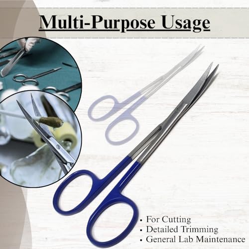 Premium Iris Scissors Micro Dissecting Scissors Curved 4.5" with Fine Sharp Blades Made of Stainless Steel Medical Surgical Tools (Blue Handle) - color: Blue Handle