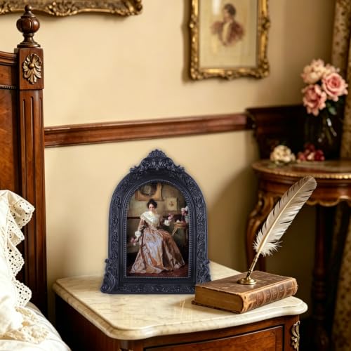 Vintage Picture Frames 4x6 Ornate Black Antique Picture Frames for Wall and Tabletop Vintage Photo Frame Victorian Home Decor Gallery Wall Decor in Arch Shape - color: Black, size: 4x6