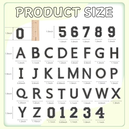 72 Pcs Iron On Letters & Numbers Patches for Tote Bags Hats Clothing Black - color: Black, size: Letters & Numbers