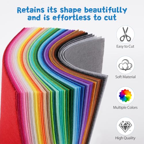 12x12Inch 132Pcs Felt Sheets for Crafts, 40 Colors Craft Supplies - size: 12x12/132pcs
