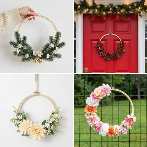 Ckhoid 18PCS Bamboo Embroidery Hoops Set Wood Circle Hoop Ring