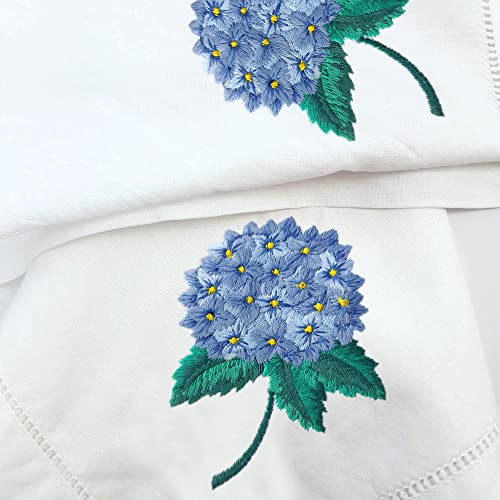 HCRAFT Embroidered Table Napkin, Flower Hydrangea Cloth Napkins Set 4 18x18 - color: Hydrangea