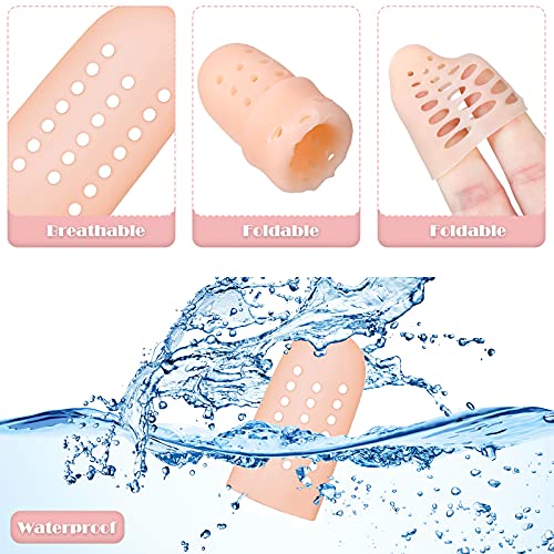 Nuanchu 20 Pcs Gel Finger Cots Finger Protectors Silicone Caps Breathable Gel Cots Holes Silicone Toe Sleeves for Eczema Wounds Cracking Blisters Broken Arthritis(Nude Color) - color: Nude Color