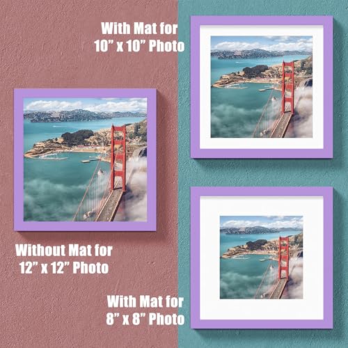 12x12 Wood Picture Frames for Wall Hanging or Tabletop,Diamond Painting Frame Baby Scan Picture Frames with 2 Mats Display 8x8 or 10x10 for Family Walls Decoration,Anniversary,Wedding,Christmas(Purple) - color: Purple, size: 12x12 inch