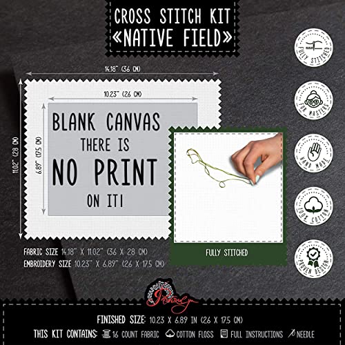 Povitrulya Native Fields Embroidery Kit with Poppy Flowers Counted Cross Stitch Pattern - color: Native Fields