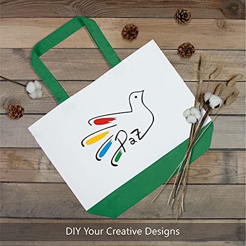 TOPDesign 1-Pack Super Strong Large 12oz Cotton Canvas Tote Bag, Reusable Grocery Shopping Cloth Bag, Fashionable Two-Tone Tote for Crafts, DIY Your Creative Designs - color: Green/White