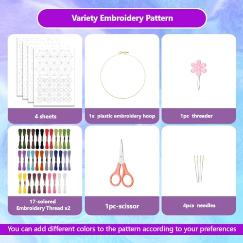 ORIGACH Water Soluble Embroidery Patterns Kit, Geometric & Sashiko