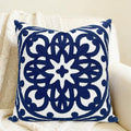 Slow Cow Embroidered Throw Pillow Cover 18 x 18 Inch Navy Blue - color: Navy Petal, size: 18" x 18" (Pack of 1)