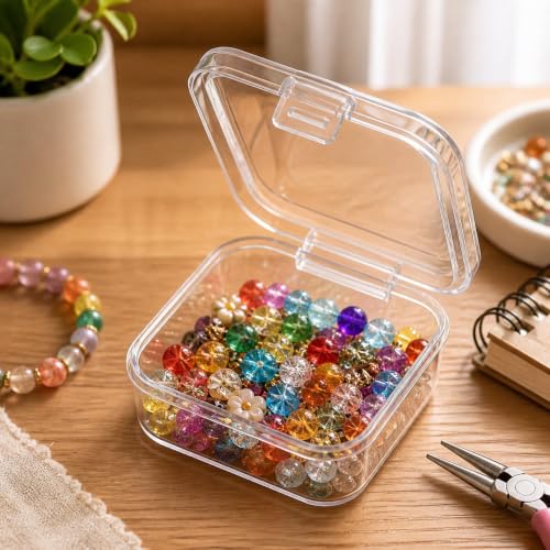 Bead Organizer Box,Mini Clear Plastic Storage Containers Boxes for Bracelet Making DIY Jewelry Craft Nail beads and smll items (white) - color: white