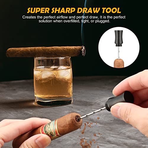 TISFA Cigar Draw Enhancer Tool, 3-in-1 Cigar Punch Set