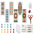 FREEBLOSS 6PCS Cross Stitch Bookmark Kit Stamped Floral Cross Stitch Bookmarks Kit for Beginner DIY Stamped Embroidery Bookmark Kit Cross Stitch Projects for Book Lovers - style: Aztec patterns