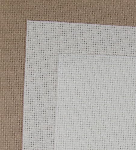 KCS 3 pc of 15" x 18"(38cmx45cm) 16 Count Cross Stitch Cotton Aida Cloth Needlework Rolled Fabric Box,16CT,Antique White +Cream+Khaki - color: Antique White +Cream+khaki, size: 16CT