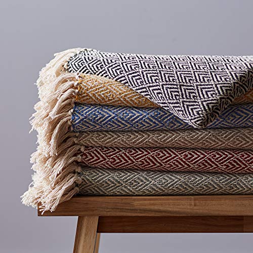 DII Diamond Throw Collection Cotton Woven, 50x60, Stone - color: Stone