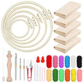 Woohome Punch Needle Kit Included Plastic Hoops, Punch Needle Cloth, Color Yarn and Punch Needle Tools for Adults, Beginners (21PCS Starter Kits) - color: Color 2