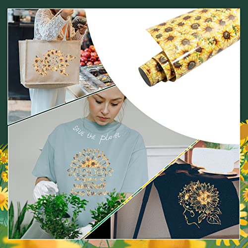 Tintnut Yellow Sunflower Heat Transfer Vinyl,12"×5ft Iron on Vinyl - color: Seamless Sunflower