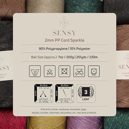S Sensy 2mm Sparkle - Premium Polypropylene Macrame Cord Dark Red 252 Yards - color: Dark Red Sparkle, size: 1 Skein