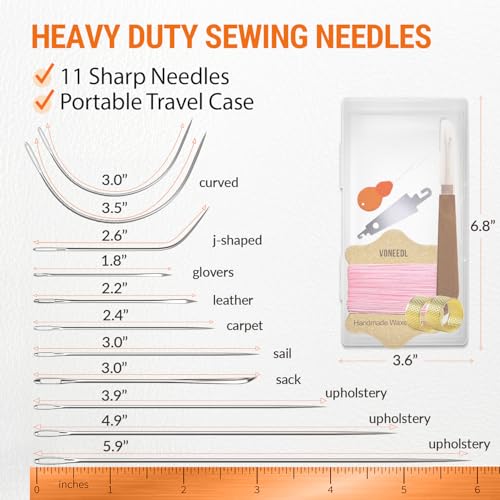 Upholstery Repair Kit: Waxed Sewing Thread (Pink Color) & Heavy Duty Needles (11 PCS) for Leather, Canvas & Quilting Thread - color: Pink