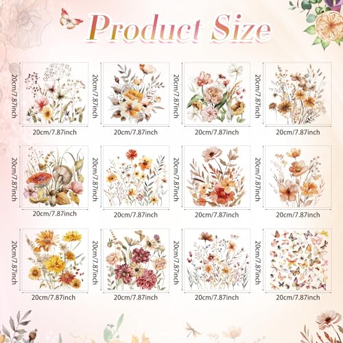 Fainne 12 Sheets Boho Iron on Transfers for T-Shirts, Flower Dtf Ready to Press Heat Transfers Vinyl Decals Appliques for Clothing Pillow Bag DIY Crafts - style: Boho