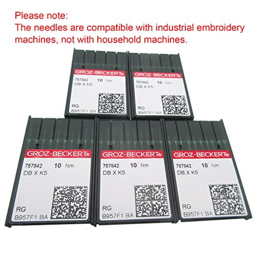 50PCS Groz Beckert DBXK5 Industrial Embroidery Machine Needles in CKPSMS Clear Plastic Box Compatible with/Replacement for Tajima Brand Barudan Brand SWF Brand (90/14) - size: 90/14
