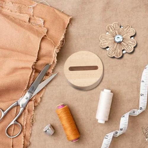 Daisy Thread Cutter with Anti-Slip Wooden Base, Rotary Flower Blade