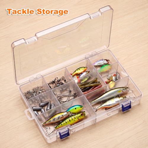 4 Pack 10 Grids Clear Organizer Box with Dividers, 11.7 x 7.9 x 2.4 in - color: 4 Pack, size: Large 10 Grids(11.7 x 7.9 x 2.4 inch)