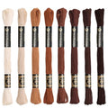8 Skeins Cotton Embroidery Floss, 8.75yds for Hand Embroidery（Brown Mix） - color: Brown Mix