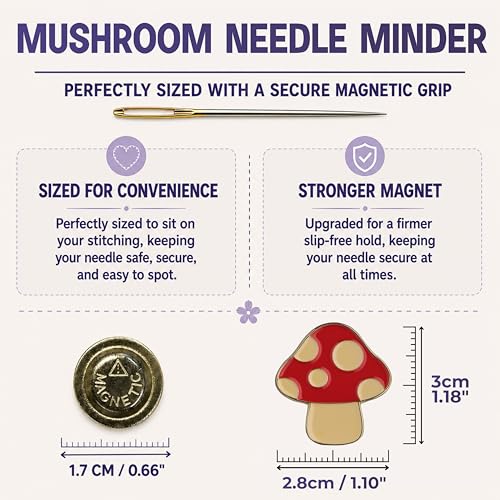 The Quilted Bear Magnetic Needle Minder, Small, Mushroom - color: Mushroom