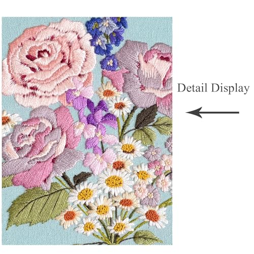 Silentsea Embroidery Kit, Floral and Nature Designs, 3-Pack with Hoops, Needlework Pattern Set (Flower-2) - color: flower-2
