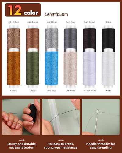 BAGERLA Heavy Duty Sewing Kit, Needle and Thread Kit with Upholstery Thread Needles Sewing Awl Seam Ripper for Car Seats Carpets Shoes Backpacks DIY Crafting