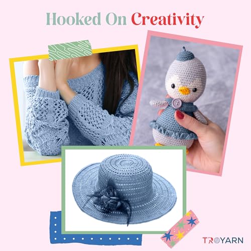 Yarn for Crocheting & Knitting - 2 Skeins (2x383 Yds) (105350 - Blue Freesia) Crochet Yarn - 100% Microfiber Acrylic Yarn - Knitting Yarn for Craft Projects - color: 105350 - Blue Freesia, size: 2 Skein